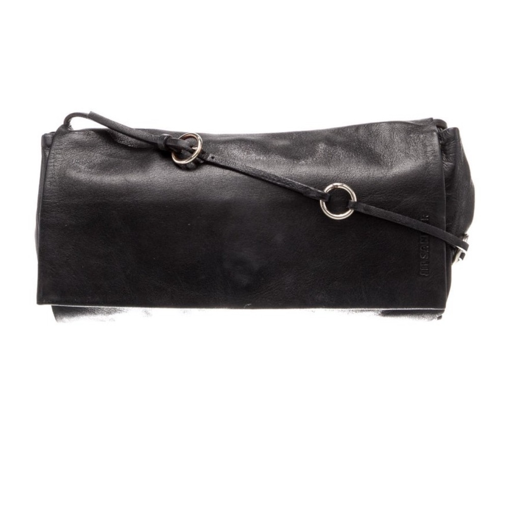 Jil Sander Leather Shoulder Bag Black Minimalist Designer Purse
